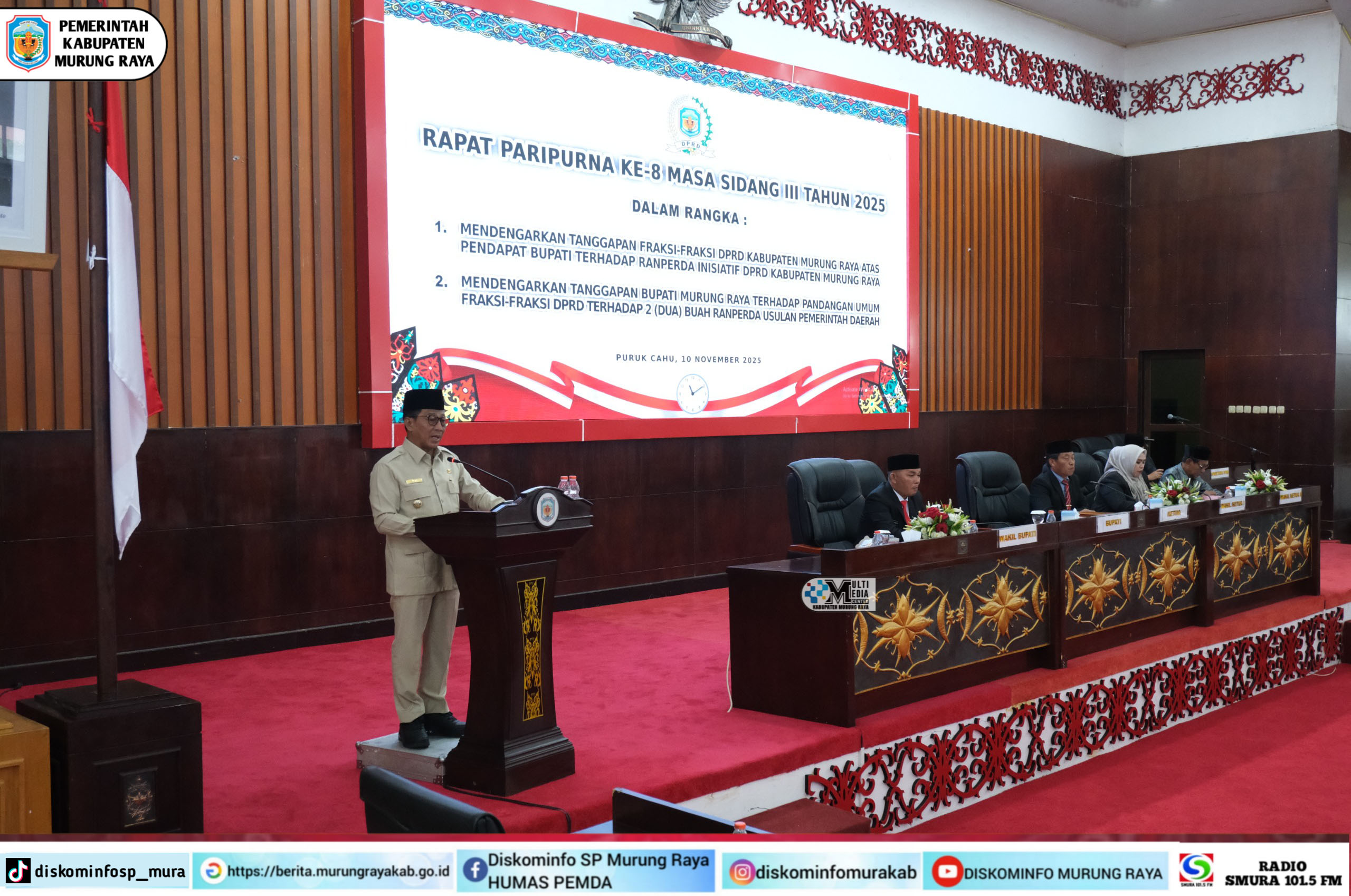 Bupati Heriyus Sampaikan Tanggapan Pemandangan Umum Fraksi