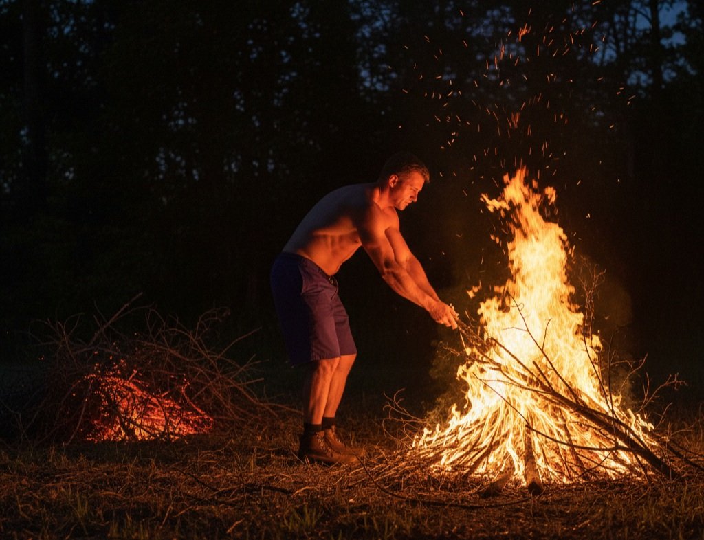 Ilustrasi orang membakar sampah. (Dok. AI)