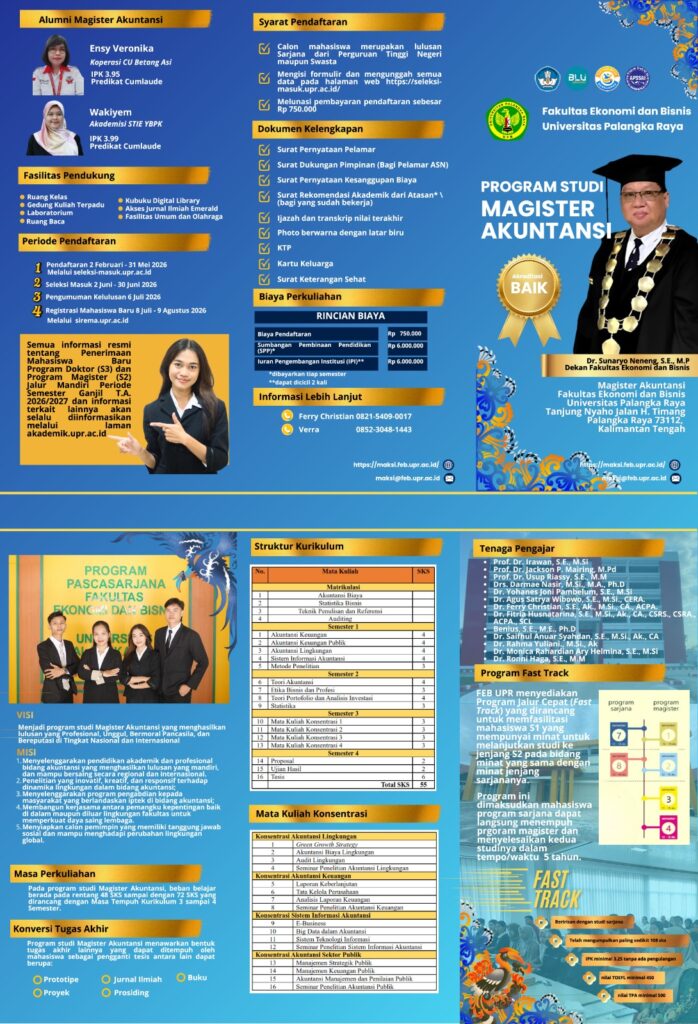 Penerimaan Mahasiswa Baru Program Magister Akuntansi (MAKSI)Fakultas Ekonomi dan Bisnis Universitas Palangka Raya Tahun 2026