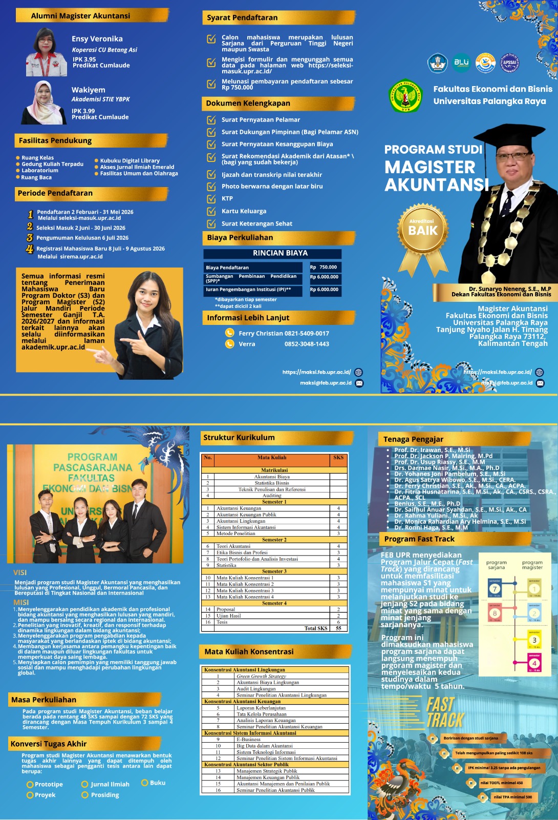 Penerimaan Mahasiswa Baru Program Magister Akuntansi (MAKSI)Fakultas Ekonomi dan Bisnis Universitas Palangka Raya Tahun 2026