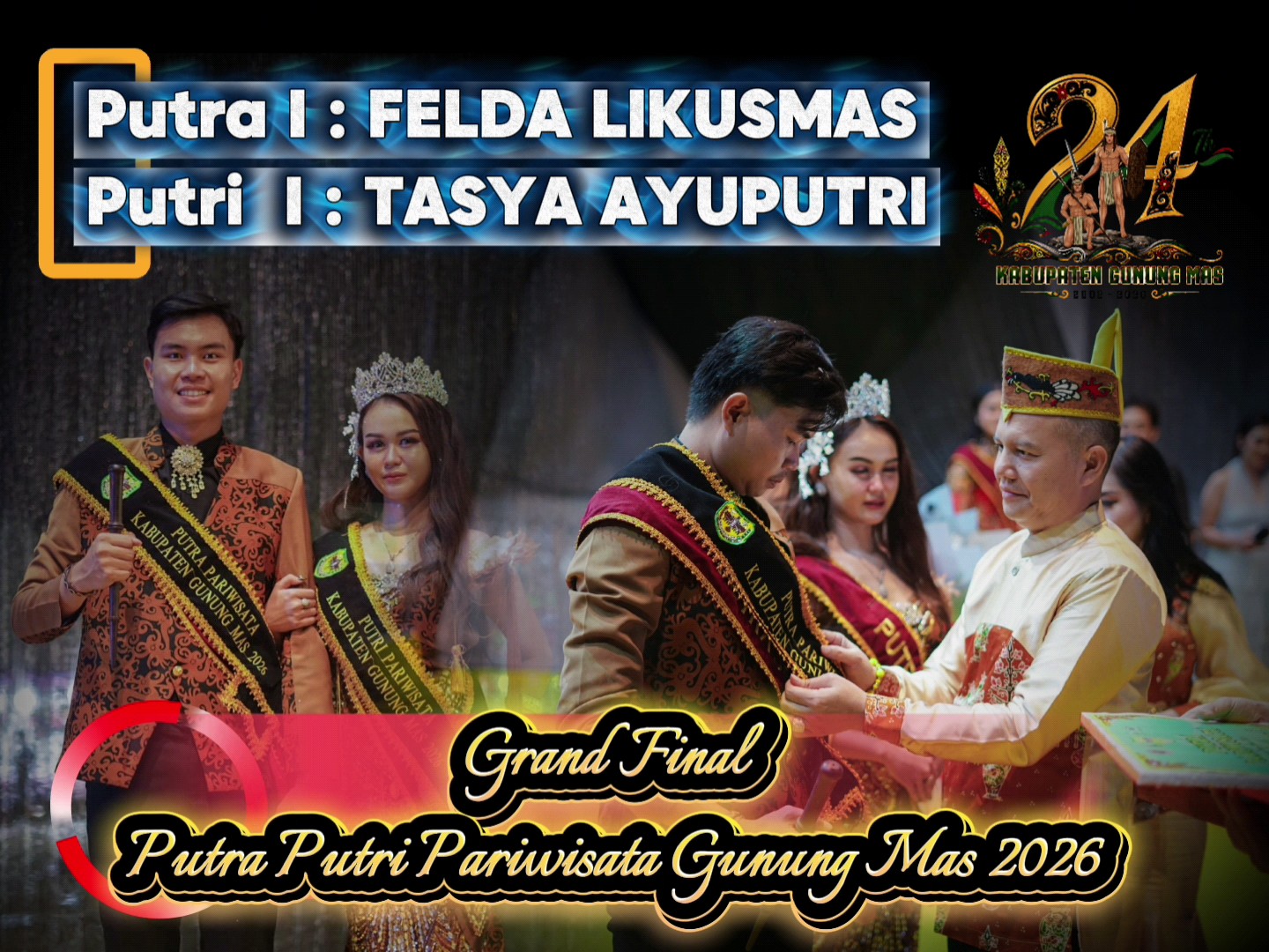 Grand Final Putra Putri Pariwisata Gunung Mas 2026 Berlangsung Meriah, Sepang Sabet Gelar Putra dan Putri Terbaik