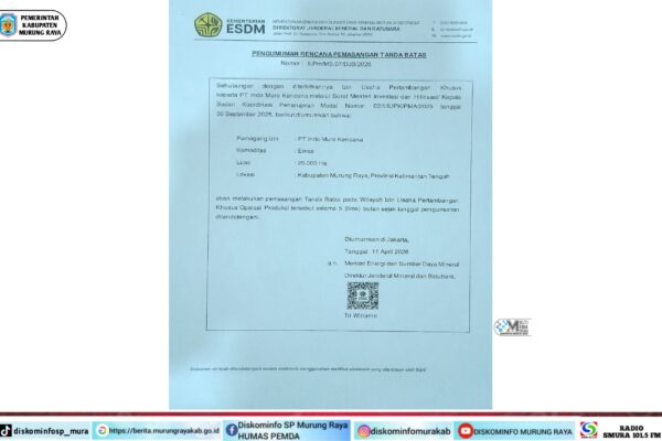 PENGUMUMAN: Rencana Pemasangan Tanda Batas Wilayah Izin Usaha Pertambangan Khusus Operasi Produksi || PT. IMK