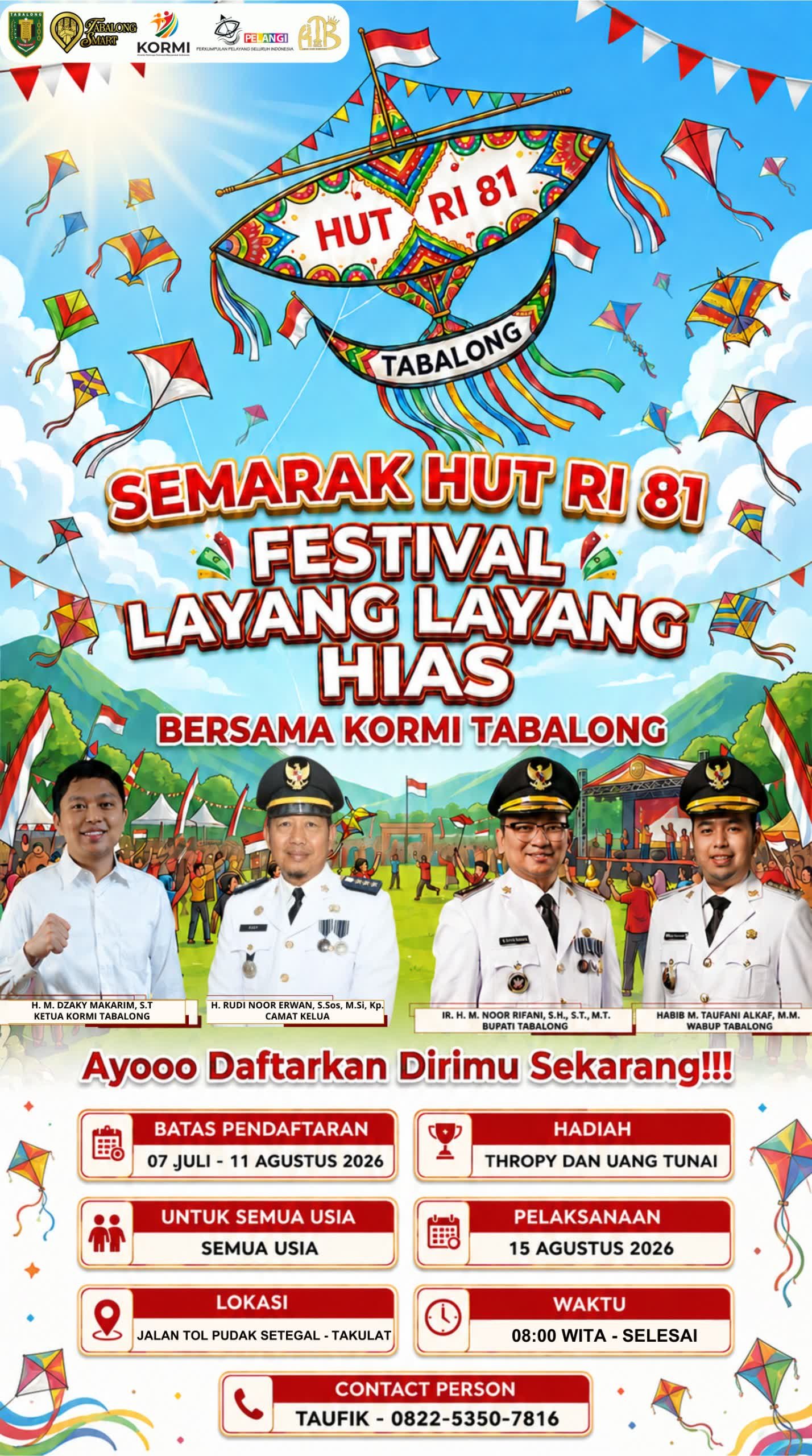 Semarak HUT RI ke-81, KORMI Tabalong Gelar Festival Layang-Layang Hias untuk Semua Usia