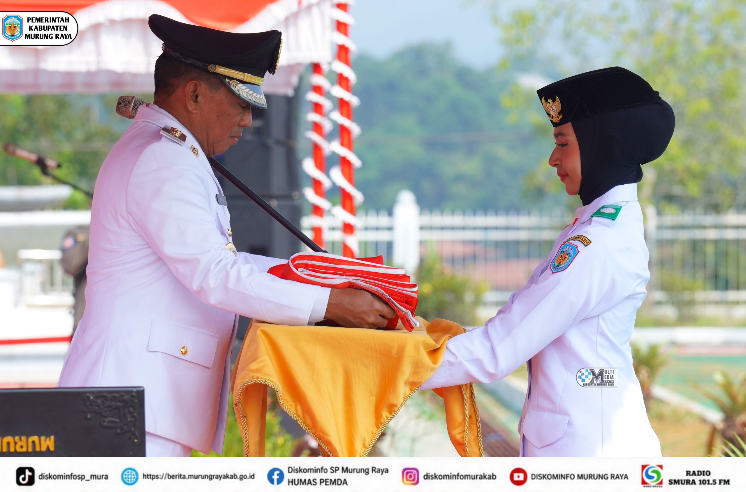 Bupati Heriyus Pimpin Upacara HUT Ke-81 RI Tingkat Kabupaten Murung Raya