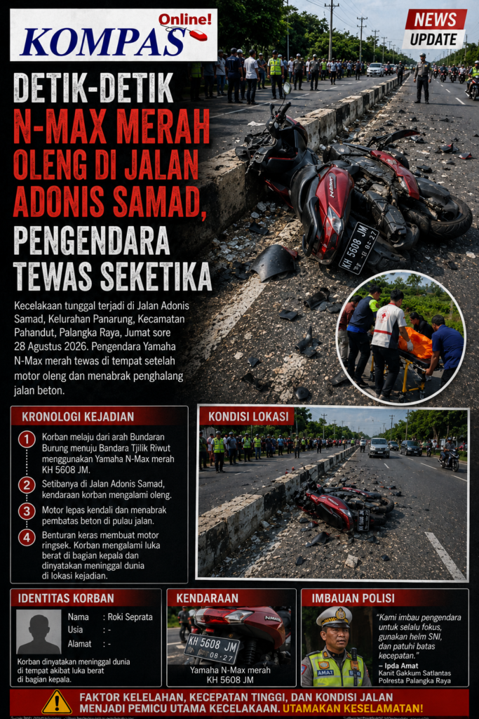 Detik-Detik N-Max Merah Oleng di Jalan Adonis Samad, Pengendara Tewas Seketika