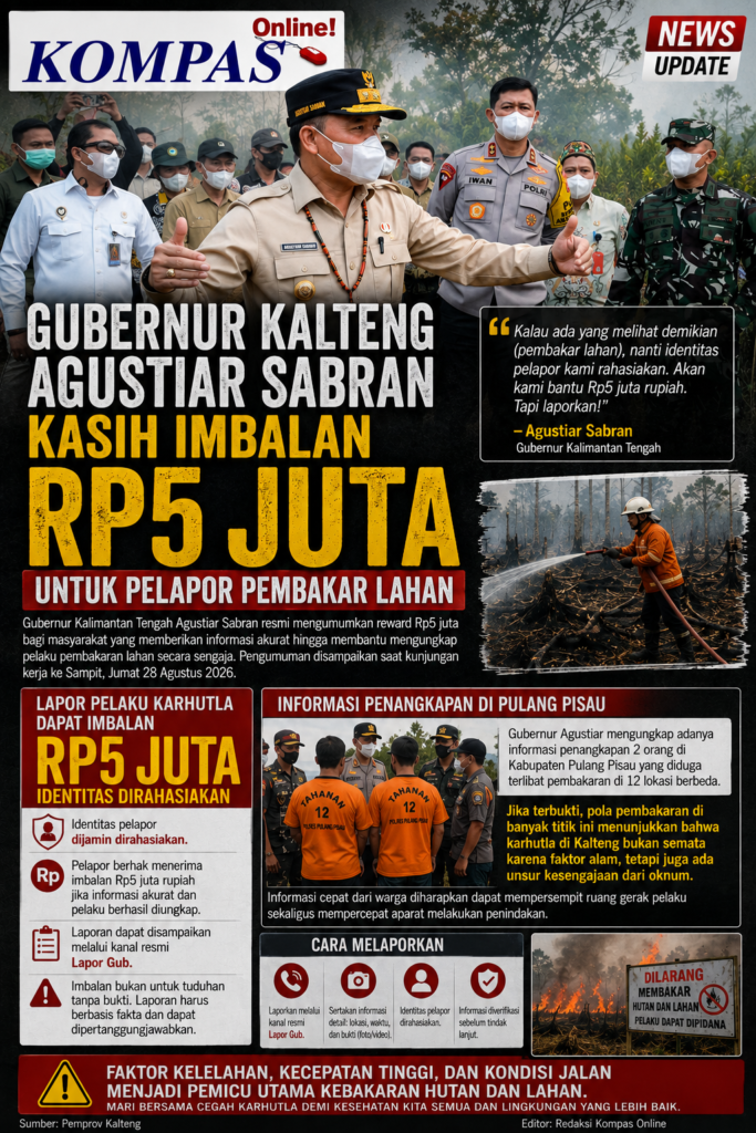 Gubernur Kalteng Agustiar Sabran Kasih Imbalan Rp5 Juta untuk Pelapor Pembakar Lahan