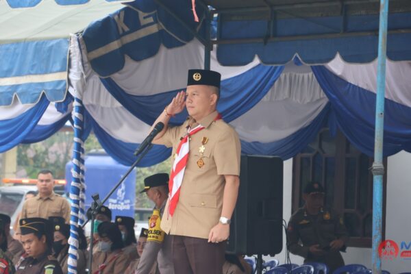 Upacara Hari Pramuka ke-65 di Mihing Raya, Bupati Gumas Bacakan Sambutan Ketua Kwarnas