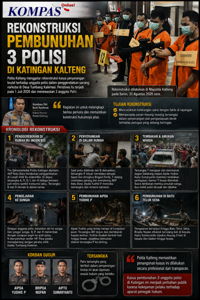 Rekonstruksi Pembunuhan 3 Polisi di Katingan Kalteng